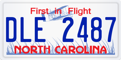 NC license plate DLE2487