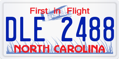 NC license plate DLE2488