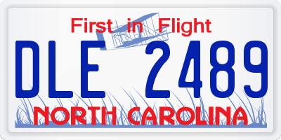NC license plate DLE2489