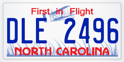 NC license plate DLE2496