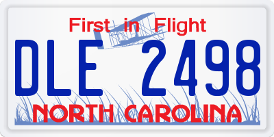 NC license plate DLE2498