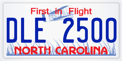 NC license plate DLE2500