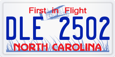 NC license plate DLE2502