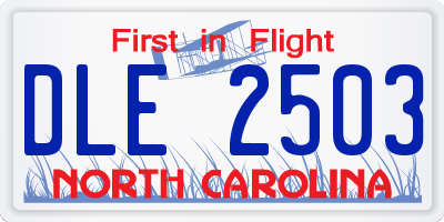 NC license plate DLE2503