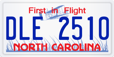 NC license plate DLE2510