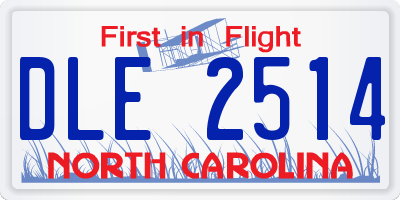 NC license plate DLE2514