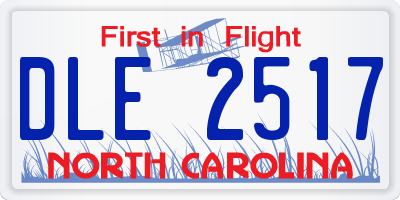 NC license plate DLE2517