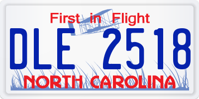 NC license plate DLE2518