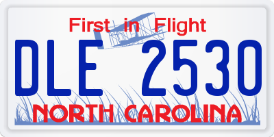 NC license plate DLE2530