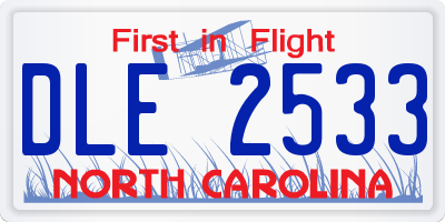 NC license plate DLE2533