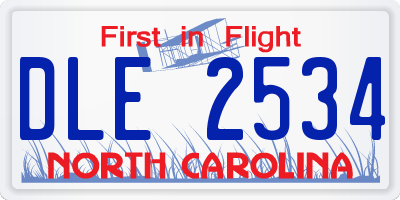 NC license plate DLE2534