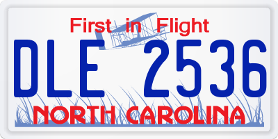 NC license plate DLE2536