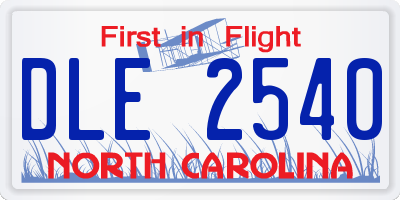 NC license plate DLE2540