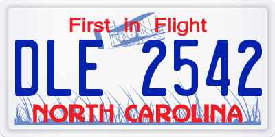 NC license plate DLE2542