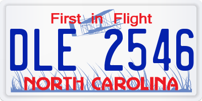 NC license plate DLE2546