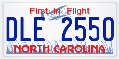 NC license plate DLE2550