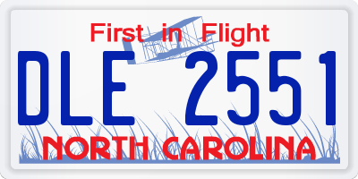 NC license plate DLE2551