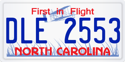 NC license plate DLE2553
