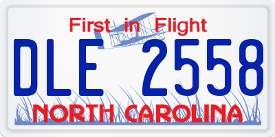 NC license plate DLE2558