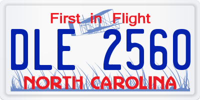 NC license plate DLE2560