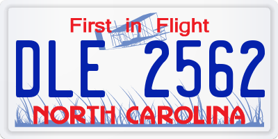 NC license plate DLE2562