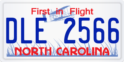 NC license plate DLE2566