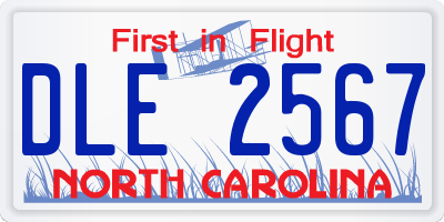 NC license plate DLE2567