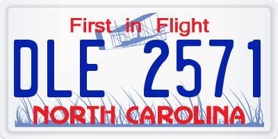 NC license plate DLE2571