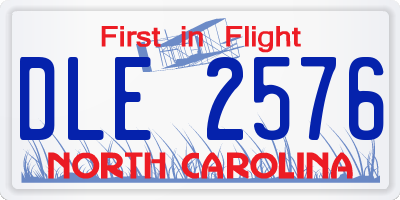 NC license plate DLE2576