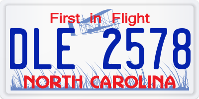 NC license plate DLE2578