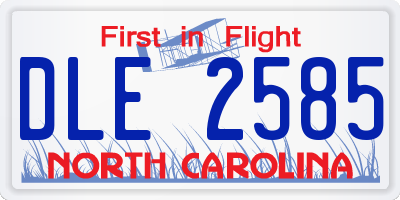 NC license plate DLE2585