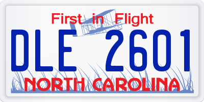 NC license plate DLE2601