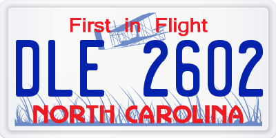 NC license plate DLE2602