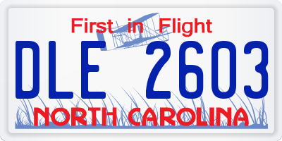 NC license plate DLE2603