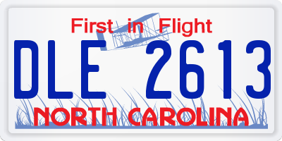 NC license plate DLE2613