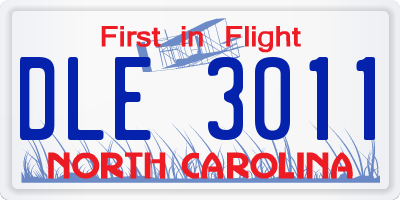 NC license plate DLE3011