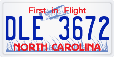 NC license plate DLE3672