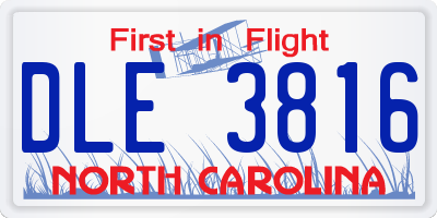 NC license plate DLE3816