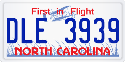 NC license plate DLE3939