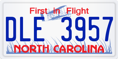 NC license plate DLE3957
