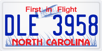 NC license plate DLE3958