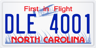 NC license plate DLE4001