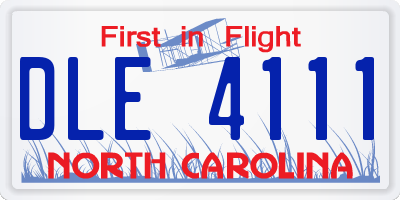NC license plate DLE4111