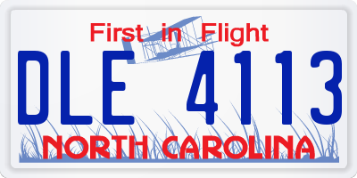 NC license plate DLE4113