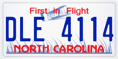 NC license plate DLE4114