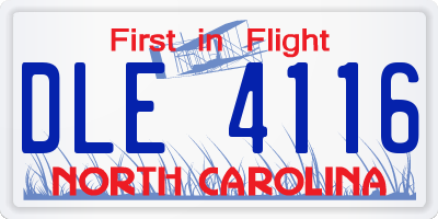 NC license plate DLE4116