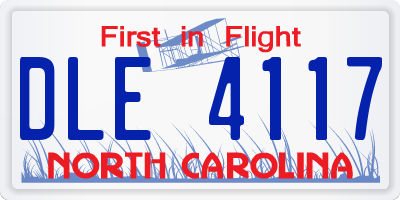 NC license plate DLE4117