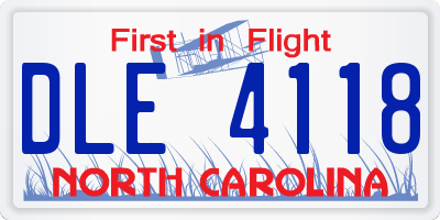 NC license plate DLE4118
