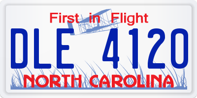 NC license plate DLE4120