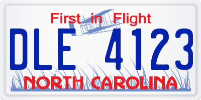 NC license plate DLE4123